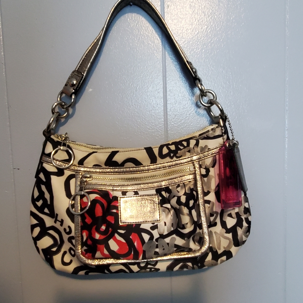 Coach poppy floral graffiti purse
